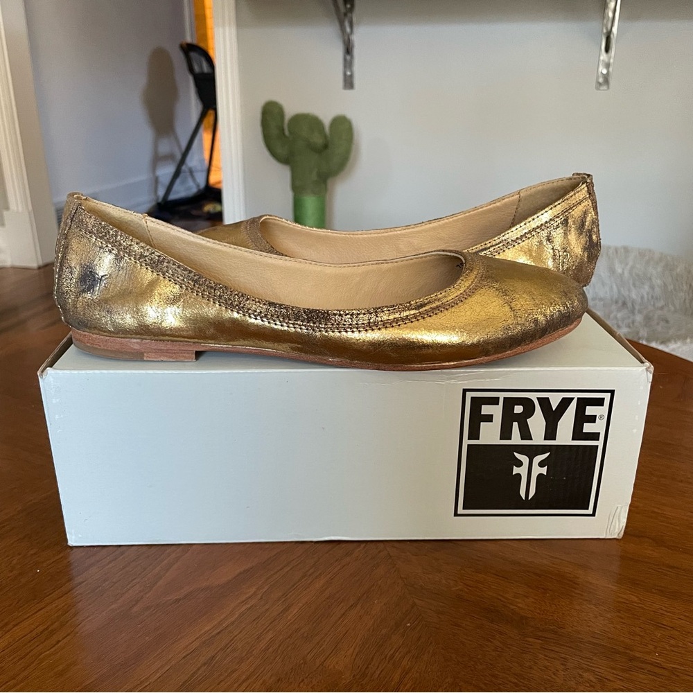 Frye Metallic Gold Carson Ballet Flats